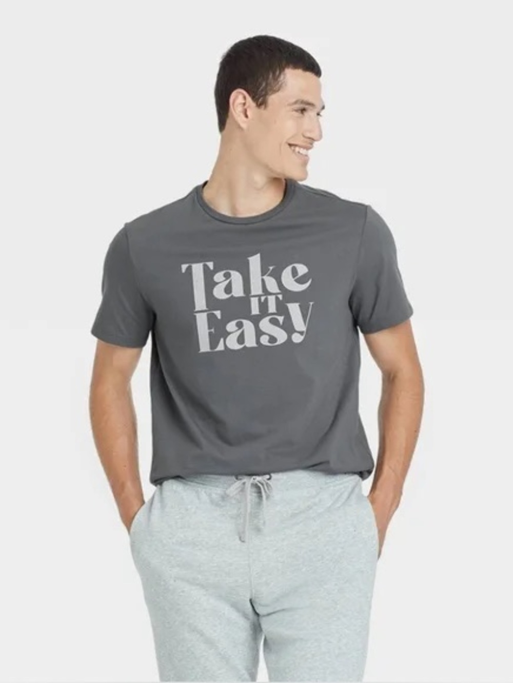 Goodfellow & Co. Gray Take It Easy Short Sleeve Graphic T-Shirt Mens Size Medium